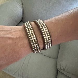 HEET Swarovski Crystal Tan Suede wrap bracelet